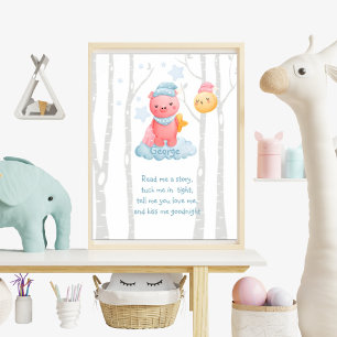 Dreamy Nights with Piggy and Moon Poster