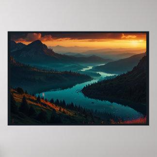 Dreamy Northern Lights Night Sky Poster