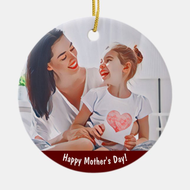 Dreamy Nostalgic Afternoon Illustration Ceramic Tree Decoration (Front)