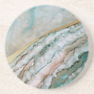 Dreamy Ocean Inspired Ink Design Coaster