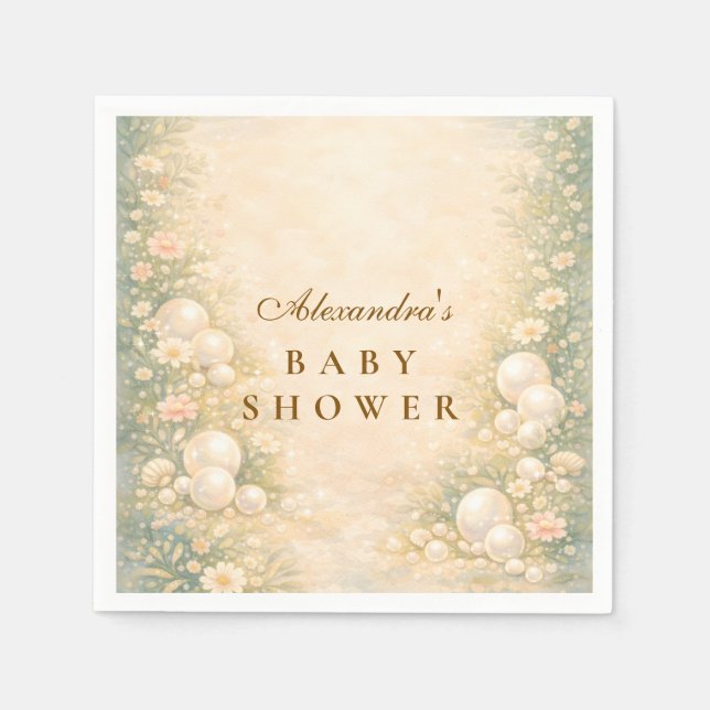 Dreamy Ocean Pearl Nursery Baby Shower Napkin (Front)