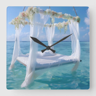 Dreamy Ocean Swing Bed Romantic Floral Wall Clock