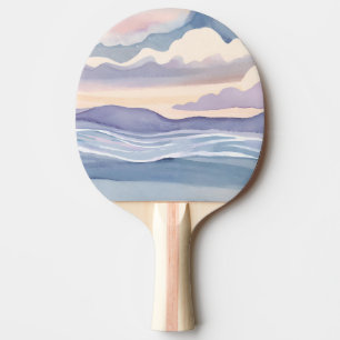 Dreamy Ocean Waves   Watercolor Ping Pong Paddle