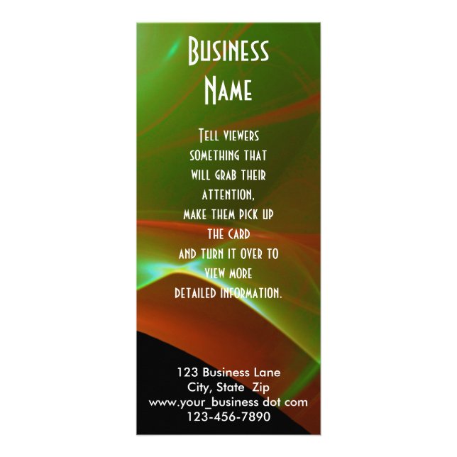 Dreamy Orange and Green Sweep Custom Business Rack Card (Front)