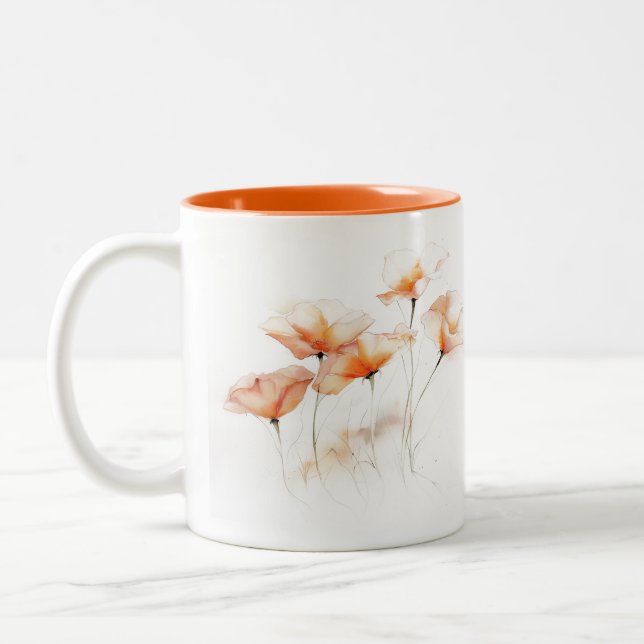 Dreamy Orange Florals Two-Tone Mug (Left)