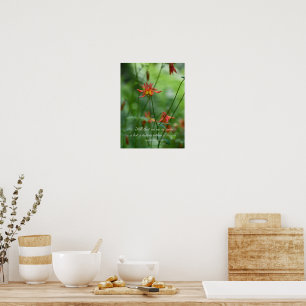 Dreamy Orange Flowers with Edgar Allen Poe Quote Poster