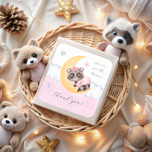 Dreamy Over the Moon Racoon Baby Shower Thank You Square Sticker