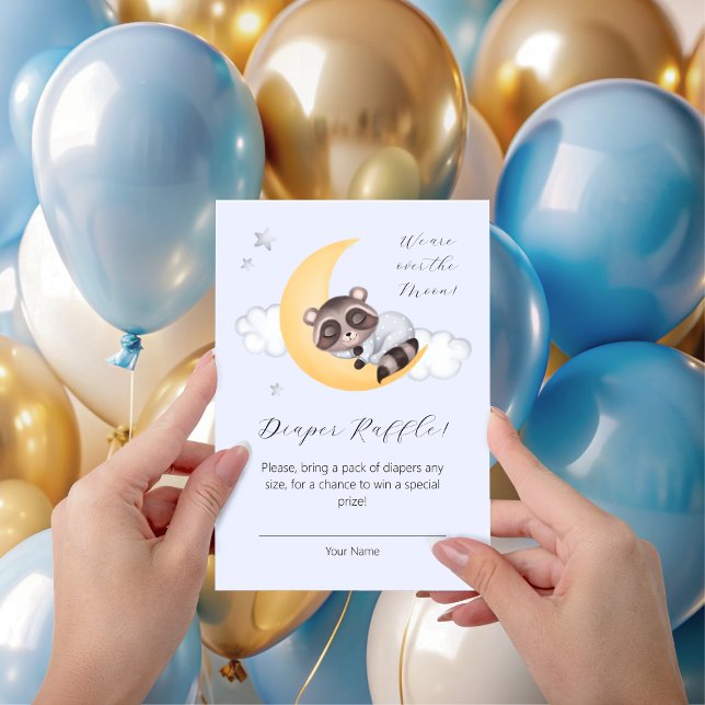 Dreamy Over the Moon Racoon Diaper Raffle Enclosure Card (Dreamy Over the Moon Raccoon Diaper Raffle Enclosure Card)