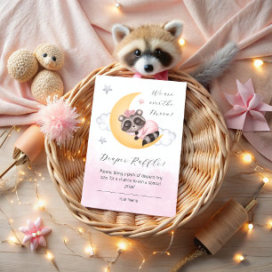 Dreamy Over the Moon Racoon Girl Baby Shower Encl Enclosure Card
