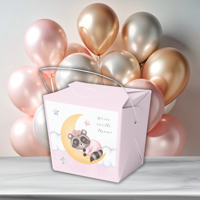 Dreamy Over the Moon Racoon Girl Baby Shower Favour Box (Dreamy Over the Moon Raccoon Girl Baby Shower Favor Boxes)