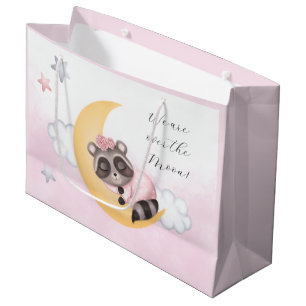 dreamy over the moon racoon girl baby shower large gift bag