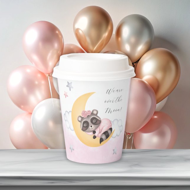 Dreamy Over the Moon Racoon Girl Baby Shower Paper Cups (Dreamy Over the Moon Raccoon Girl Baby Shower Paper Cups)