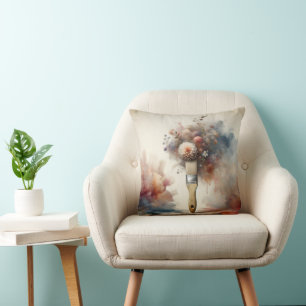 Dreamy Paintbrush Flower Bunch Cushion