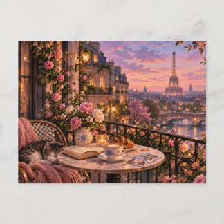 Dreamy Paris Evening Eiffel Tower Postcard