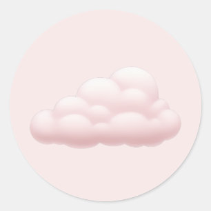 Dreamy Pastel Aesthetic Soft Pink Cloud Emoji Art Classic Round Sticker