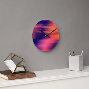 Dreamy Pastel Aura Gradient Blur Abstract Round Clock