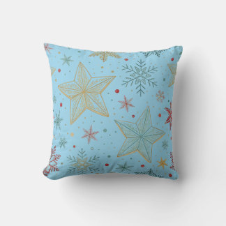 "Dreamy Pastel Blue Star Pattern Throw Pillow