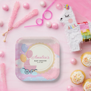 Dreamy Pastel Clouds Baby Shower Paper Plate