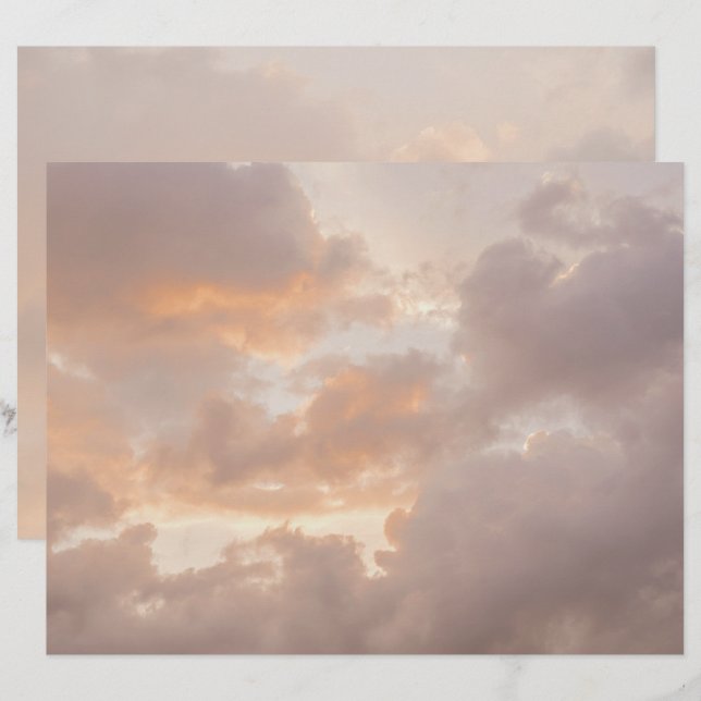 Dreamy pastel clouds Scrapbook Paper (Front/Back)