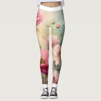 "Dreamy Pastel Fairytale Floral Leggings