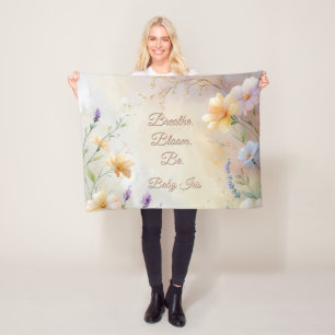 Dreamy Pastel Floral - Modern Elegant Script Fleece Blanket