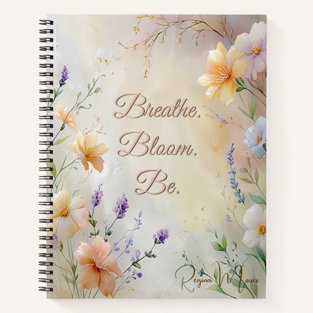 Dreamy Pastel Floral w/ Modern Elegant Script  Notebook (Front)