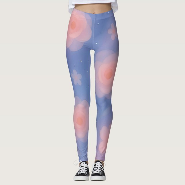 Dreamy Pastel Galaxy Art Leggings (Front)