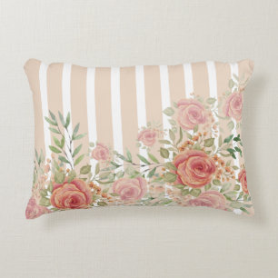 Dreamy Pastel Garden Striped Decorative Cushion