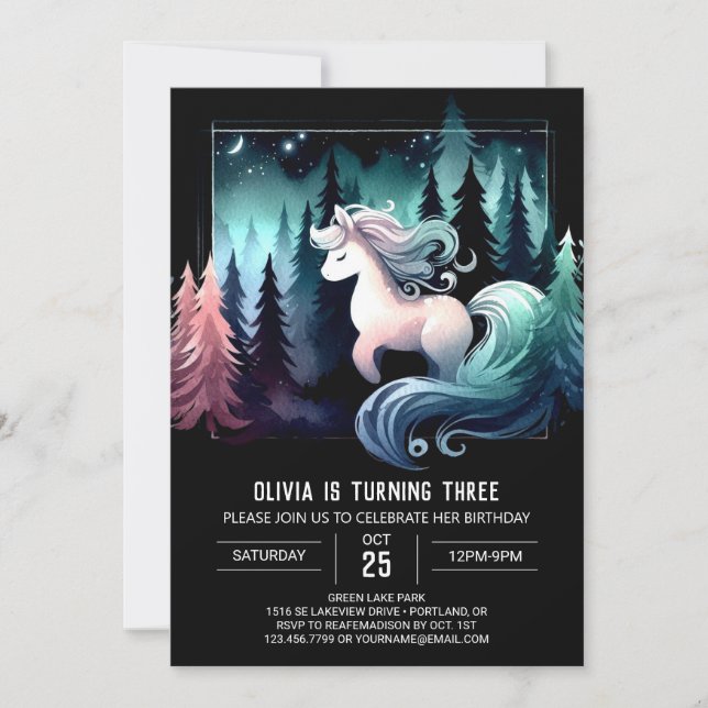 Dreamy Pastel Horse Birthday Invitation (Front)