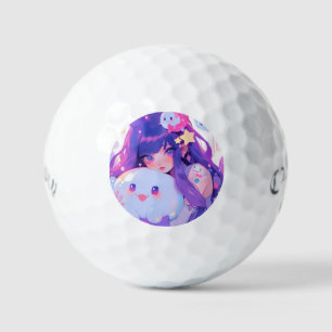Dreamy Pastel Kawaii Magical Anime Girl Aesthetic Golf Balls