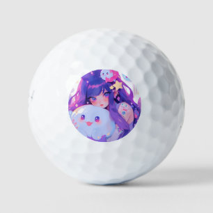 Dreamy Pastel Kawaii Magical Anime Girl Aesthetic Golf Balls