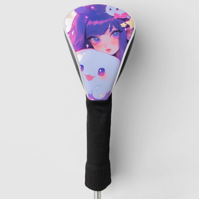 Dreamy Pastel Kawaii Magical Anime Girl Aesthetic Golf Head Cover (Front)