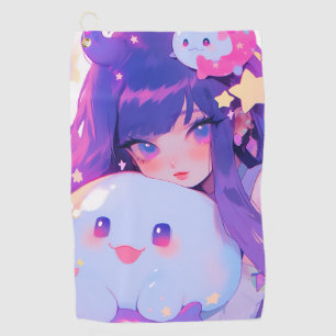 Dreamy Pastel Kawaii Magical Anime Girl Aesthetic Golf Towel