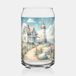 Dreamy Pastel Lighthouse by the Sea Can Glass