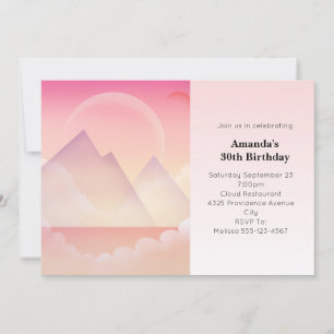 Dreamy Pastel Mountain Landscape Birthday Invitation