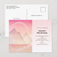 Dreamy Pastel Mountain Landscape Birthday Invite