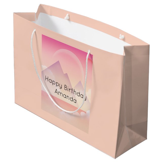 Dreamy Pastel Mountain Landscape Birthday Large Gift Bag (Back Angled)