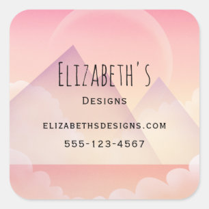 Dreamy Pastel Mountain Landscape Business Square Sticker
