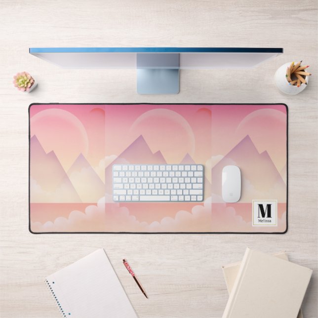 Dreamy Pastel Mountain Landscape Desk Mat (Office 1)