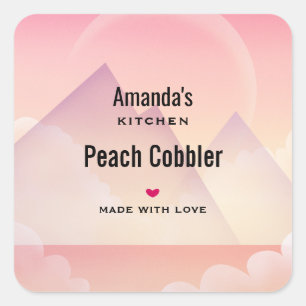 Dreamy Pastel Mountain Landscape Kitchen Square Sticker
