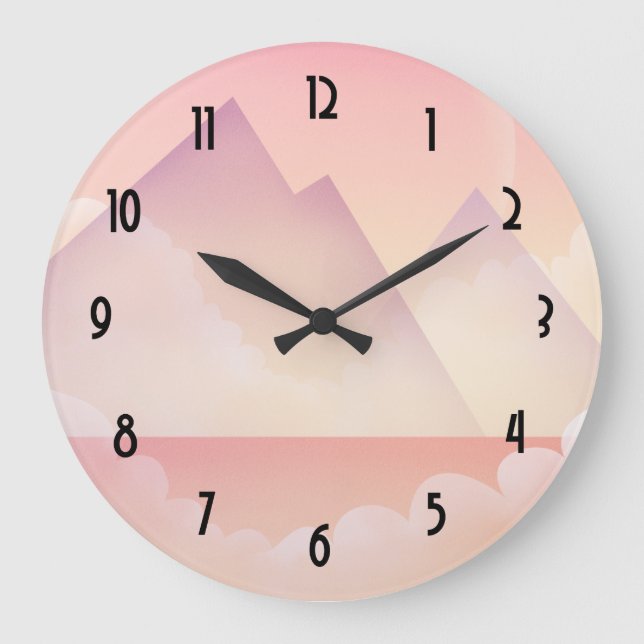Dreamy Pastel Mountain Landscape Large Clock (Front)