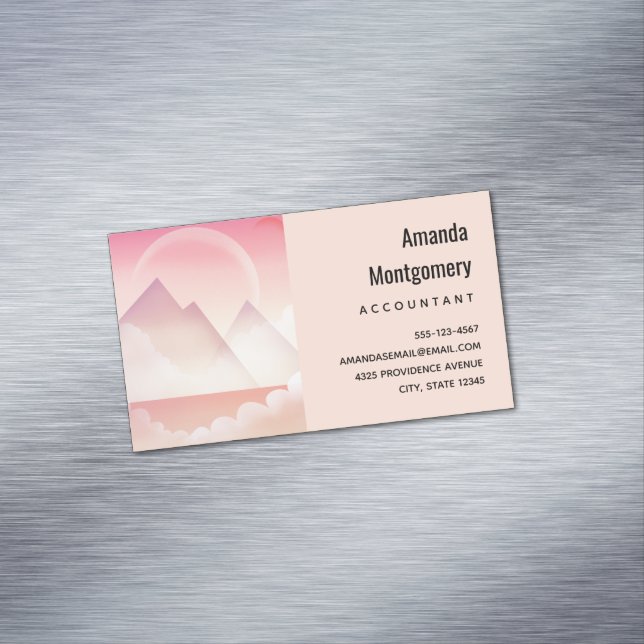 Dreamy Pastel Mountain Landscape Magnetic Business Card (In Situ)