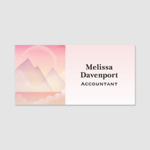 Dreamy Pastel Mountain Landscape Name Tag