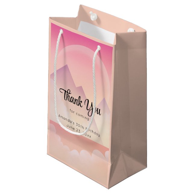 Dreamy Pastel Mountain Landscape Party Thank You Small Gift Bag (Front Angled)
