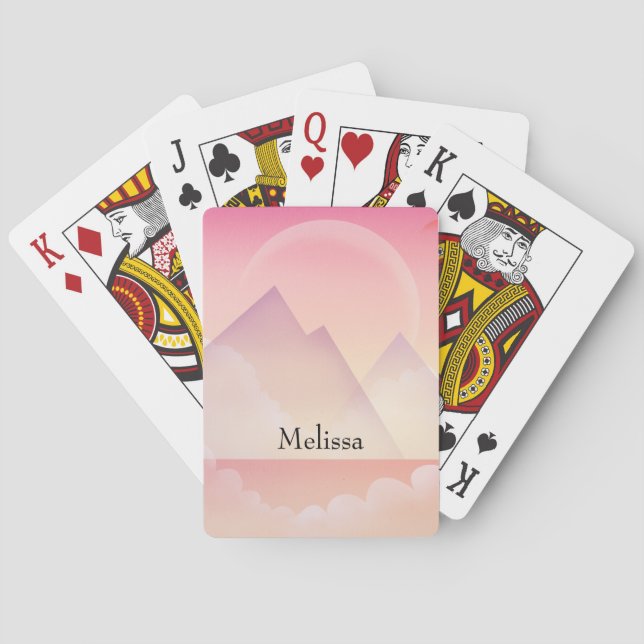 Dreamy Pastel Mountain Landscape Playing Cards (Back)