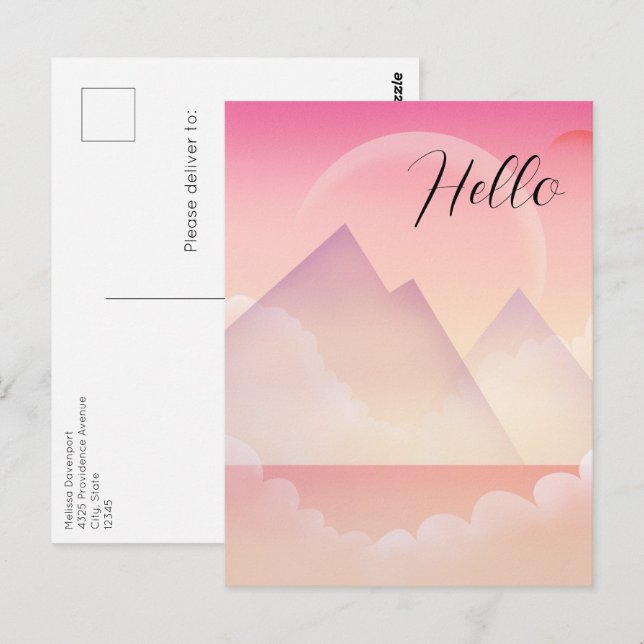 Dreamy Pastel Mountain Landscape Postcard (Front/Back)