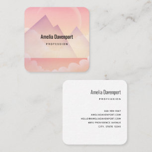 Dreamy Pastel Mountain Landscape Square Business Card