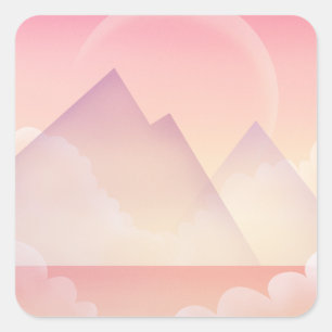 Dreamy Pastel Mountain Landscape Square Sticker