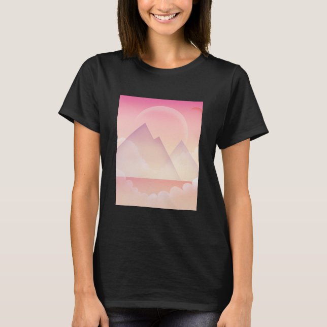 Dreamy Pastel Mountain Landscape T-Shirt (Front)