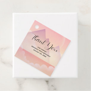 Dreamy Pastel Mountain Landscape Thank You Favour Tags